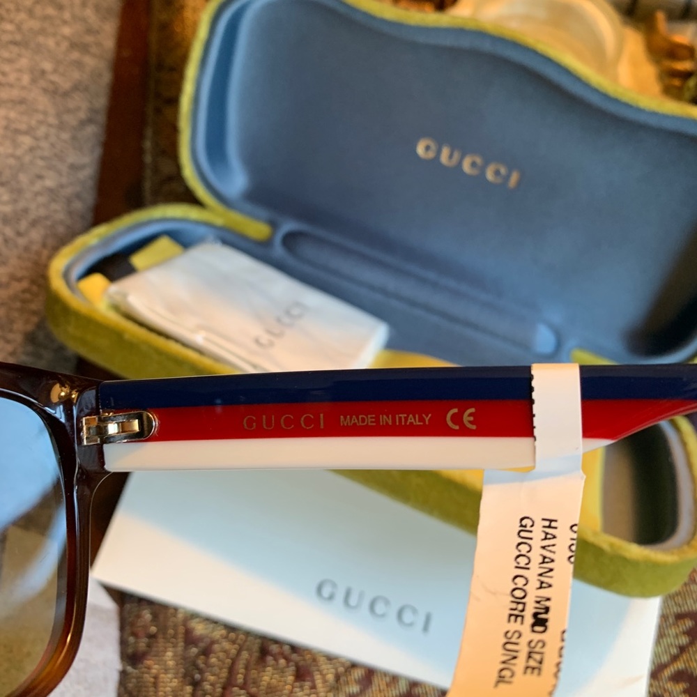 Authentic GUCCI 56 Rectangular Acetate logo UNISEX Sunglasses - Picture 10 of 14